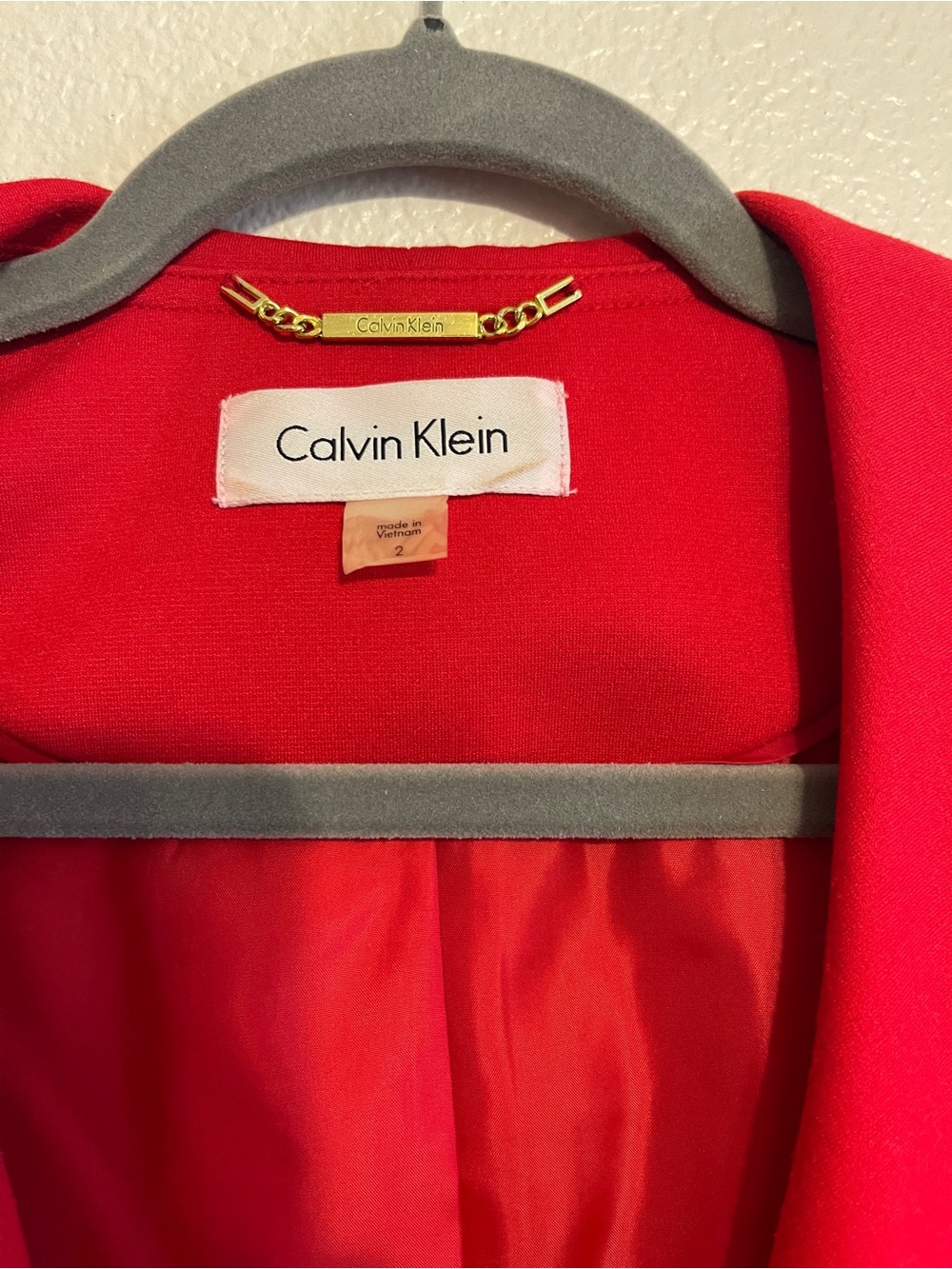 Calvin Klein Red Ruffle Open-Front Blazer Jacket - Picture 2 of 4